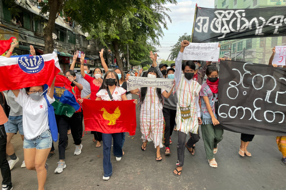 Myanmarprotester 2021. Arkivbild.