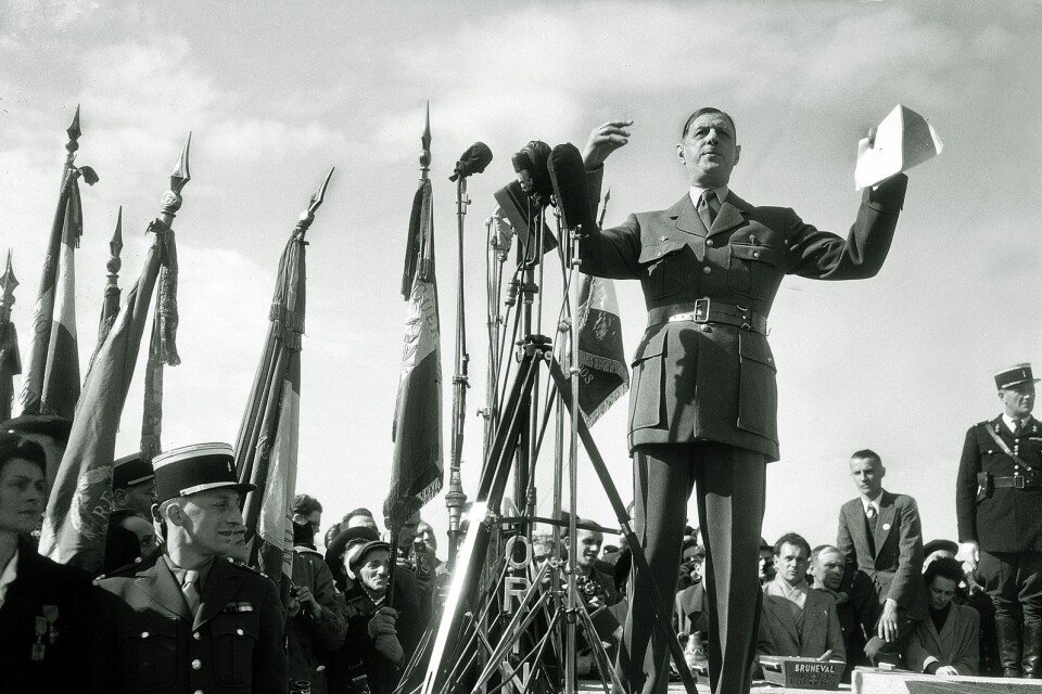 General Charles De Gaulle , här på en bild frrån 1947, hade senare år rätt i sina farhågor angående britternas Europaintresse, menar Peter Lindgren.