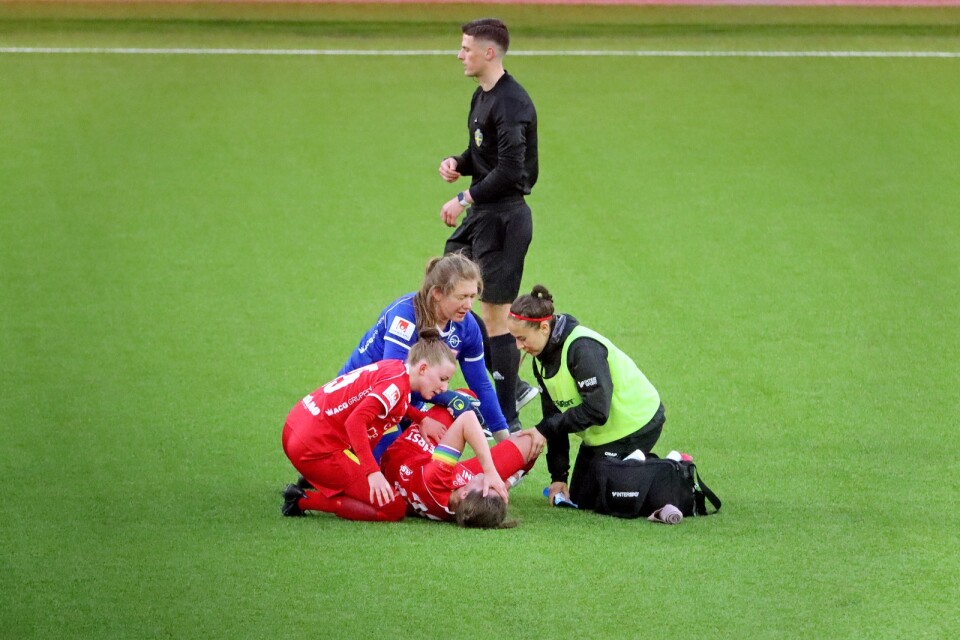 Milla Gustavsson skadade foten i hemmamatchen mot Lidköping 29 april.