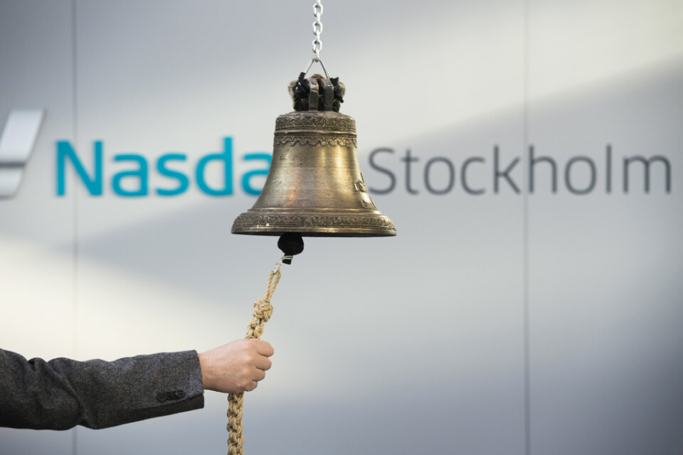 Börsklockan på Stockholmsbörsen, Nasdaq OMX Group i Stockholm. Arkivbild.