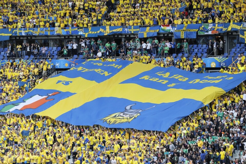 Svenska supportrar under EM 2016 i Frankrike.