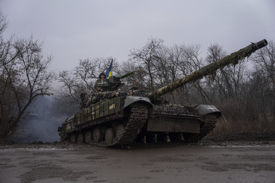 Ukrainska styrkor i närheten av Bachmut, 8 mars.