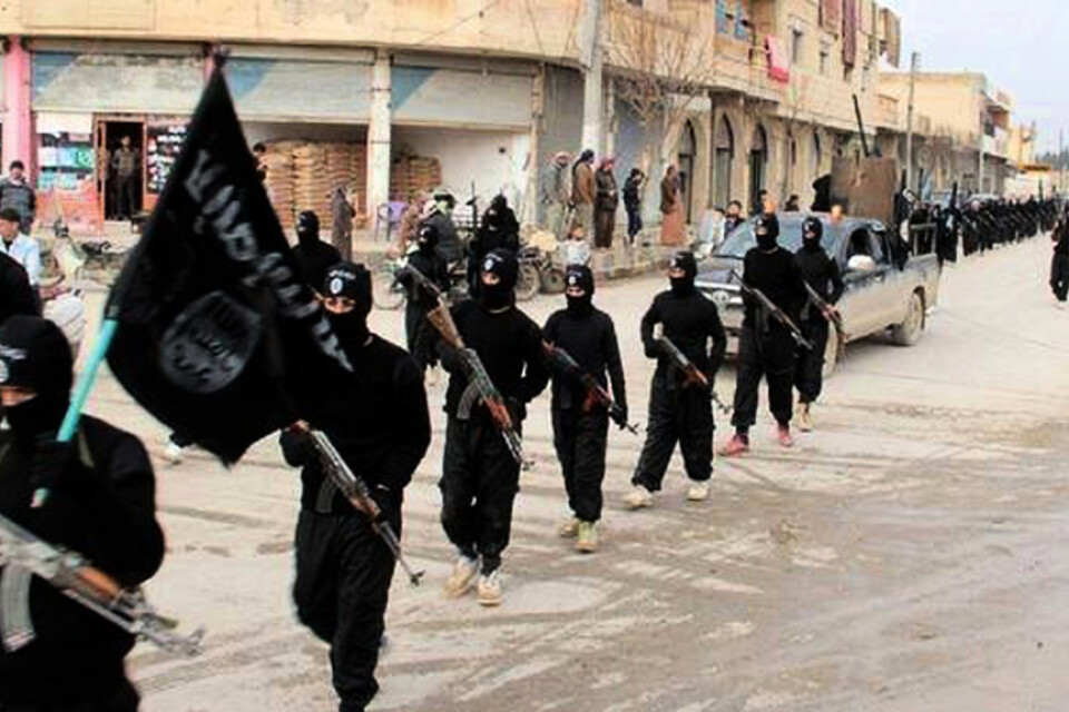Stridande för Islamiska staten, IS, i Raqqa i Syrien 2014.(Militant Website via AP, File)