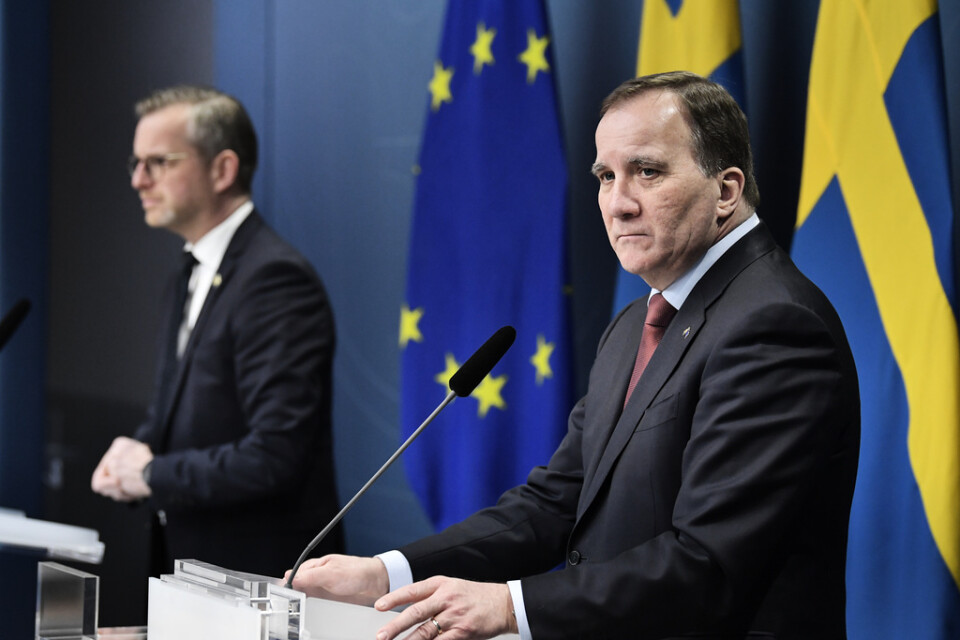 Pressträff med inrikesminister Mikael Damberg och statsminister Stefan Löfven med anledning av knivdådet i Vetlanda.