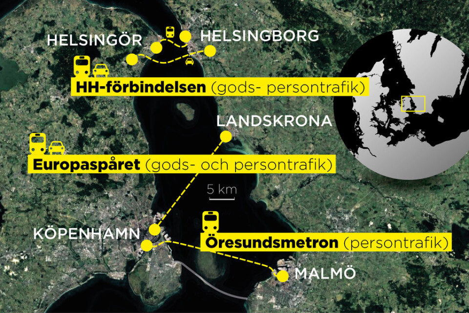 De tre nya alternativen för förbindelser över Öresund.