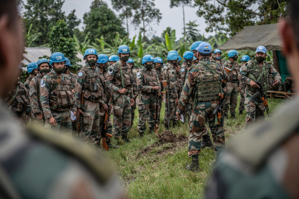 FN-slodater som tillhör uppdraget Monusco i östra Kongo-Kinshasa.