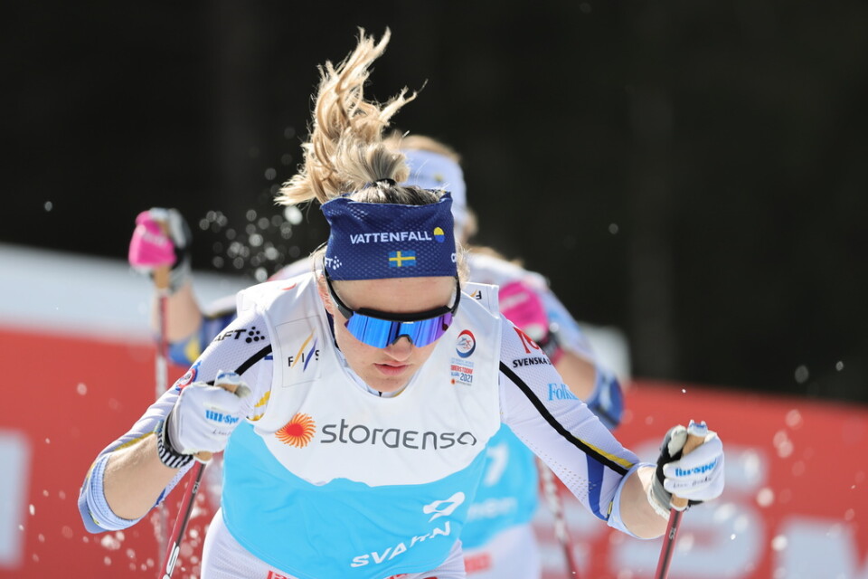Linn Svahn under träningarna inför skid-VM i tyska Oberstdorf.