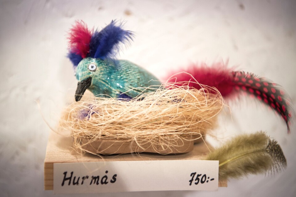 En av Annelie Hultmans fåglar med lite udda namn. ”Jag gör dem först, sedan är det Bosse som tycker om att ge dem lite lustiga namn.”