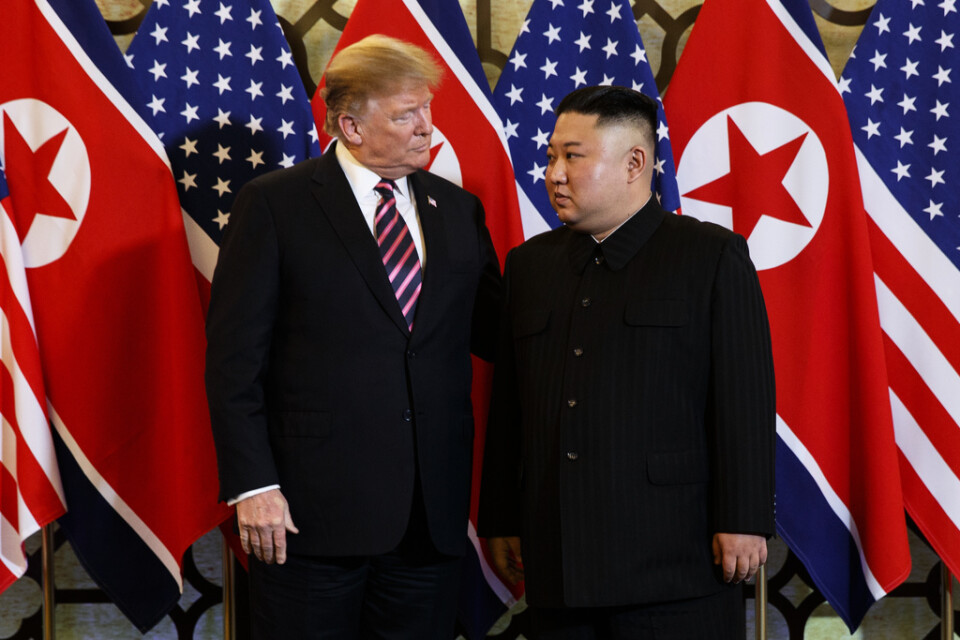 Donald Trump och Kim Jong-Un i Hanoi i februari i år.