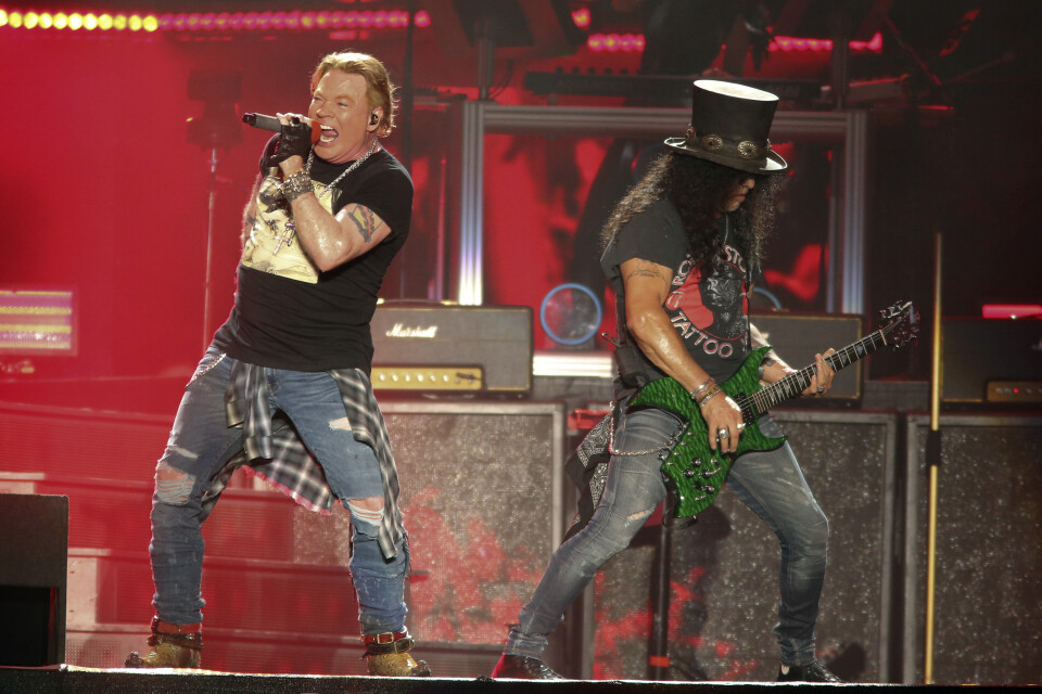 Axl Rose och Slash i Guns N' Roses. Arkivbild.