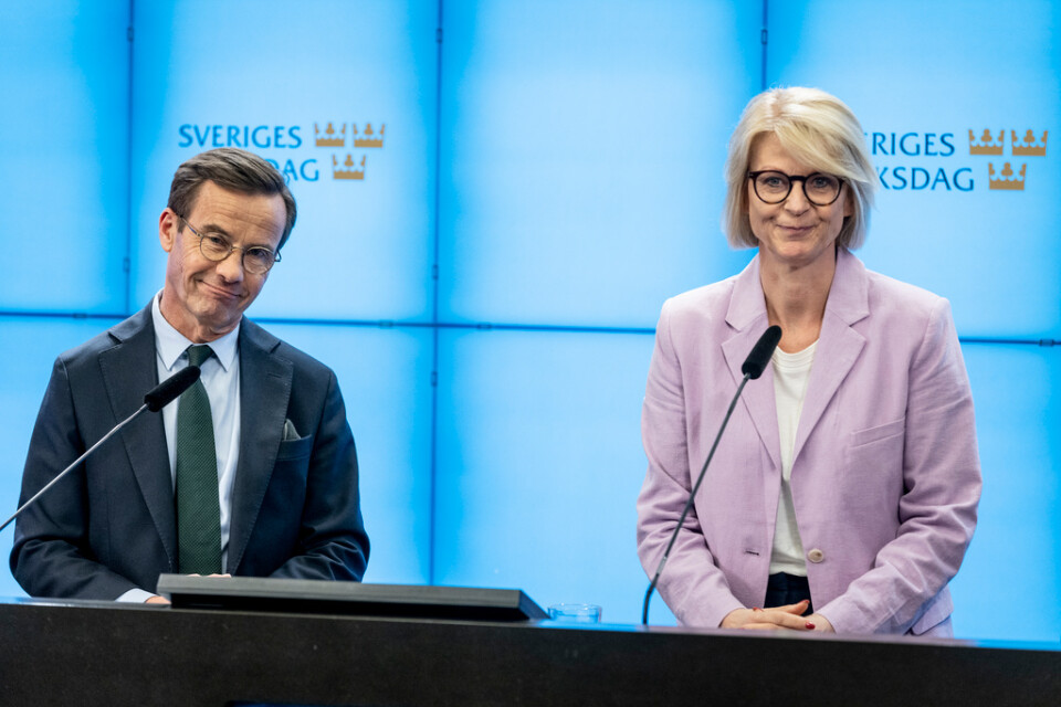 Moderaternas partiledare Ulf Kristersson och ekonomiskpolitiska talesperson Elisabeth Svantesson. Arkivbild