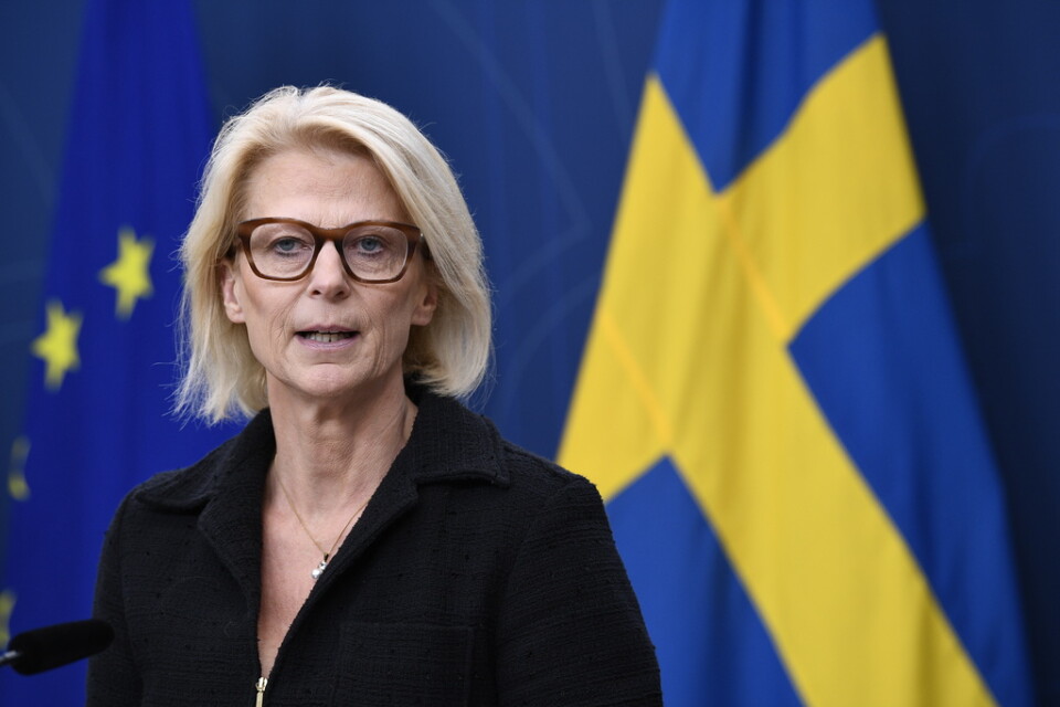 Finansminister Elisabeth Svantesson (M) presenterar tillskott till välfärden i höstbudgeten.