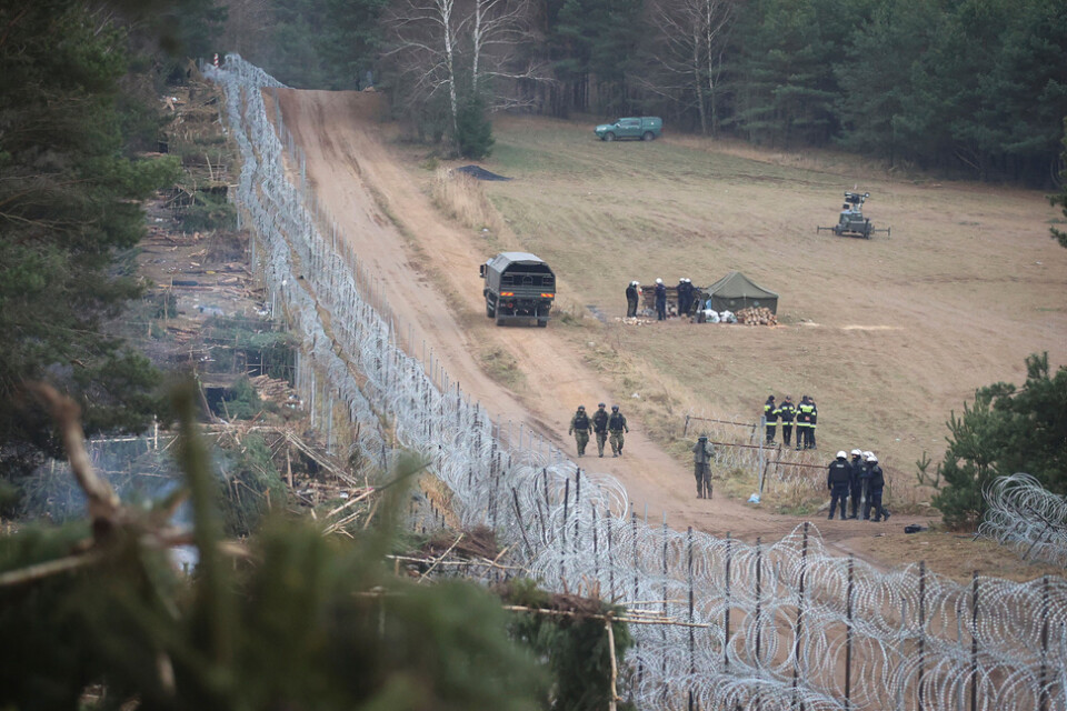 Ett övergivet migrantläger vid gränsen mellan Polen och Belarus i november i fjol. Arkivbild.