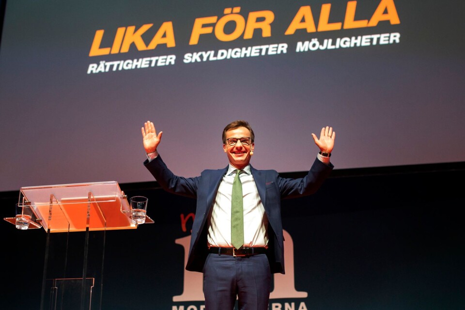 Moderaternas partiledare Ulf Kristersson efter talet under Moderaternas Sverigemöte på lördagen.