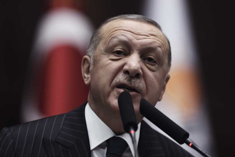 Turkiets president Recep Tayyip Erdogan när han i onsdags höll ett tal i parlamentet för medlemmarna i landets styrande parti.
