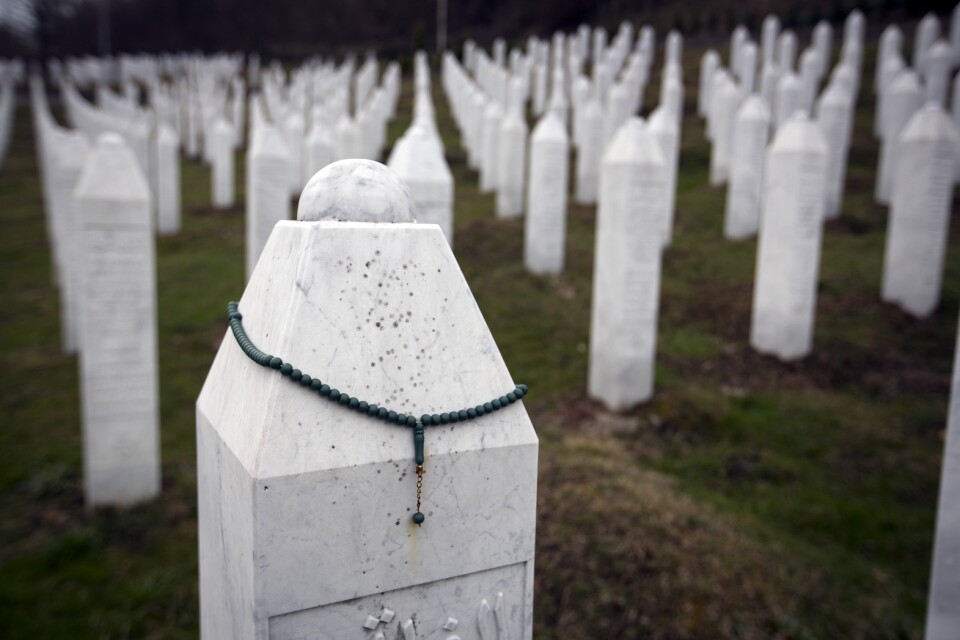 Begravningsplats i Potocari, nära Srebrenica i Bosnien-Hercegovina. Arkivbild.