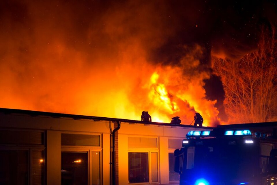 Branden i Sandsbro skola, arkivbild.