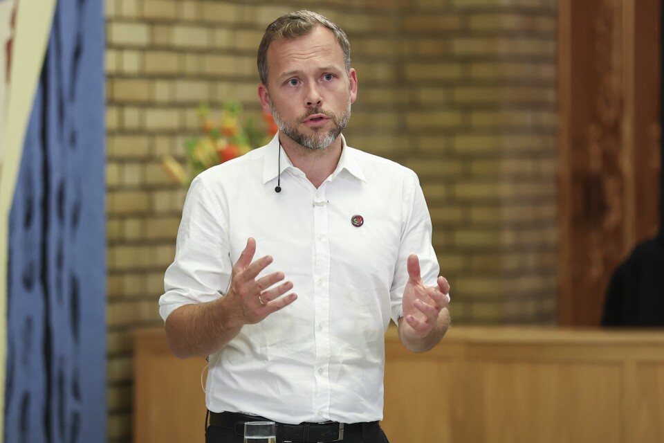 SV-ledaren Audun Lysbakken under nattens partiledardebatt i Stortinget.