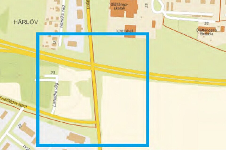 Området inom den blå rutan ska få 40 kilometer i timmen.