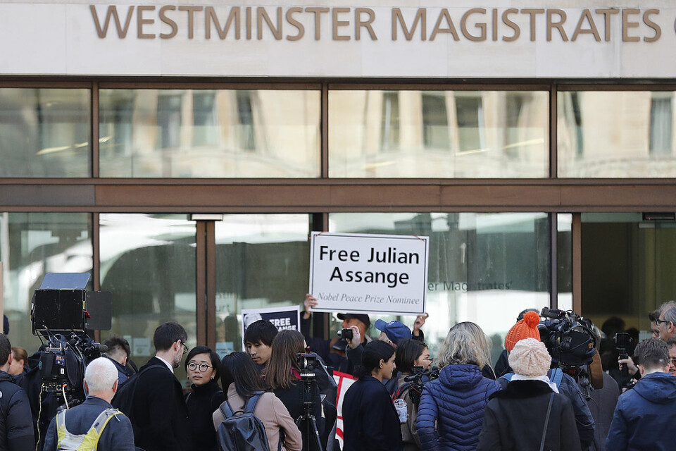 Rättsprocessen om USA:s begäran om att Julian Assange ska utlämnas inleddes under torsdagen i London. Arkivbild.