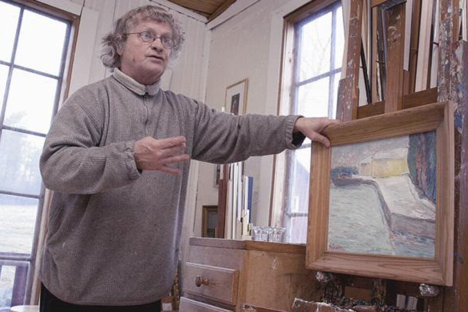 Harry Ericsson i Dalstorp var en av konstnärerna som allmänheten fick chans att besöka under konstrundan i Kind i helgen.