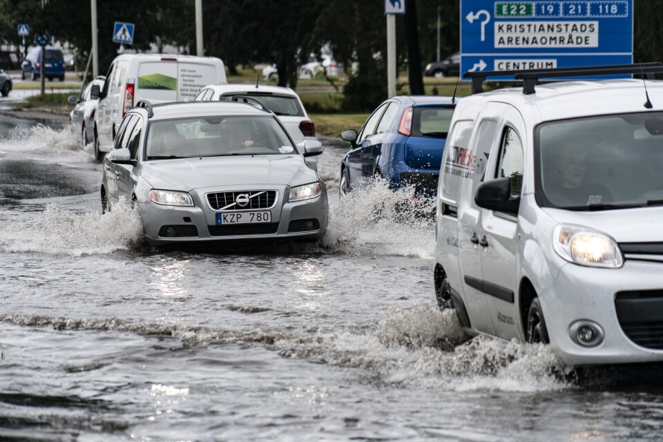 Det har varit översvämningar på flera håll i landet, bland annat i Bohuslän och Kristianstad (bilden).
