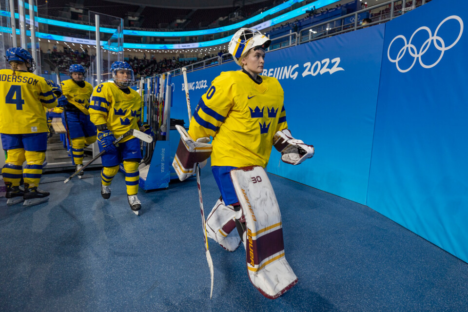 Sveriges målvakt Emma Söderberg är en av fem spelare som till vardags spelar i Nordamerika. Arkivbild.