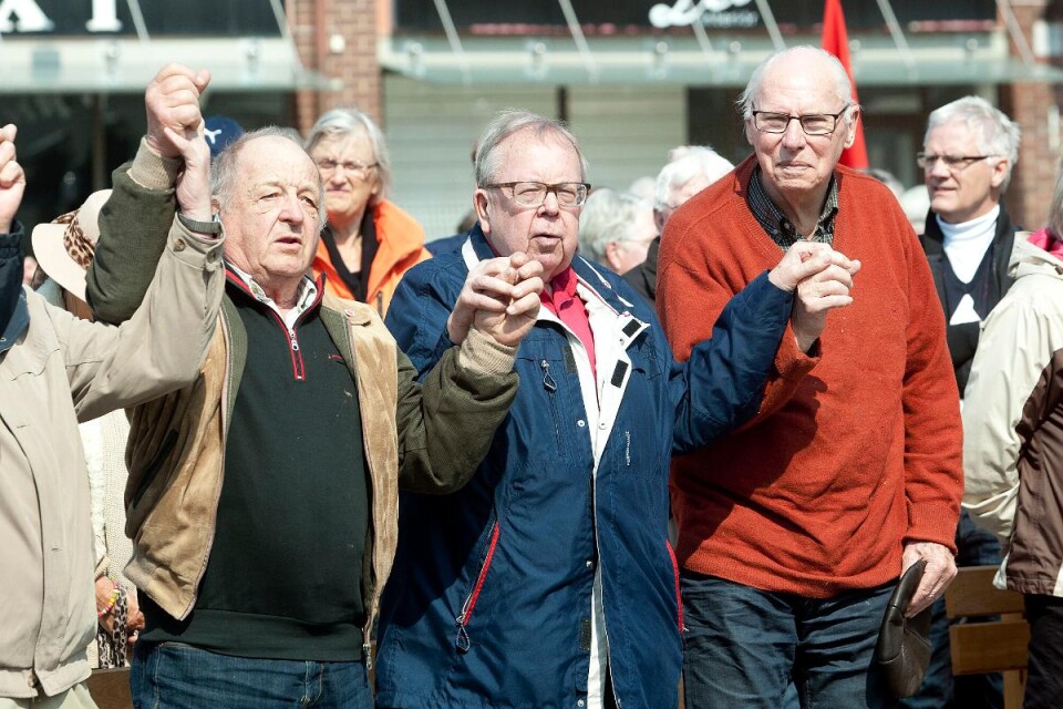 Tre politiska veteraner som stod i främsta ledet var Bengt Martinsson, Christer Skoog och Lennart Jönsson. Foto: Claes Jonasson