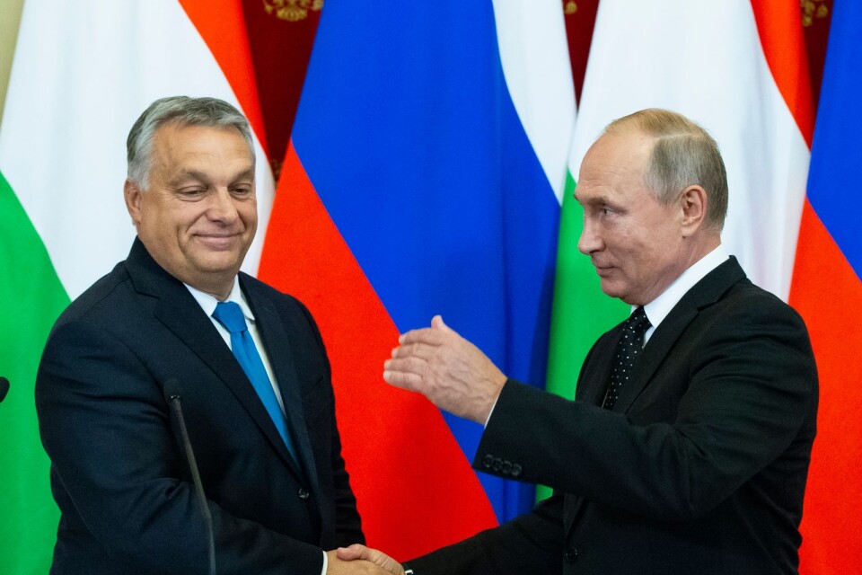 Rysslands president Vladimir Putin och Ungerns premiärminister Viktor Orbán.