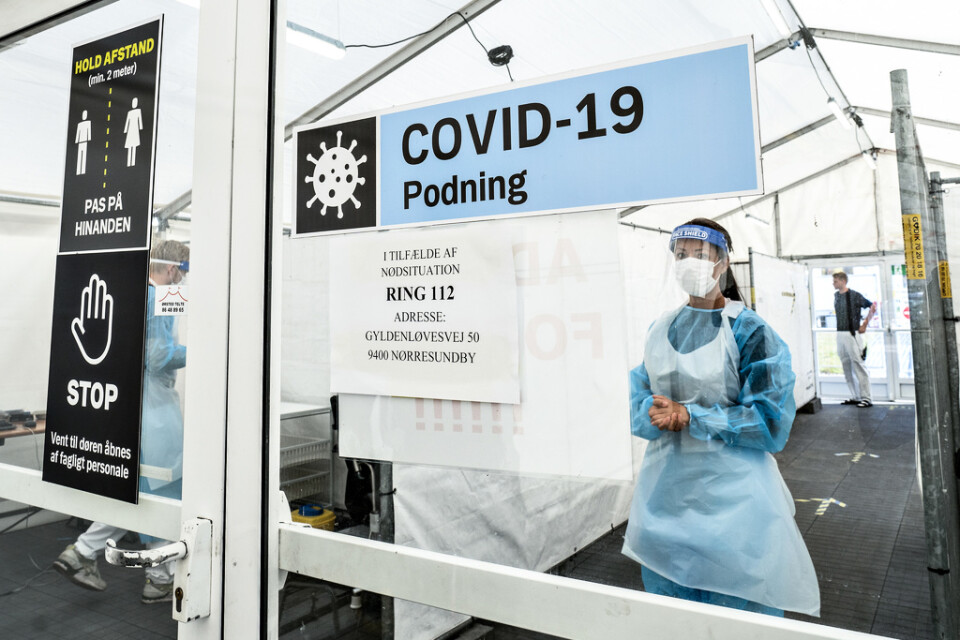 En avdelning för provtagning för coronaviruset i Aalborg i Danmark. Arkivbild.