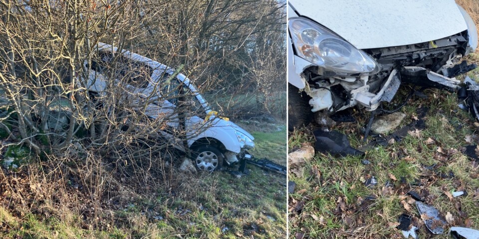 Olycka utanför Näsum – bil körde in i stenmur: ”Frontat”
