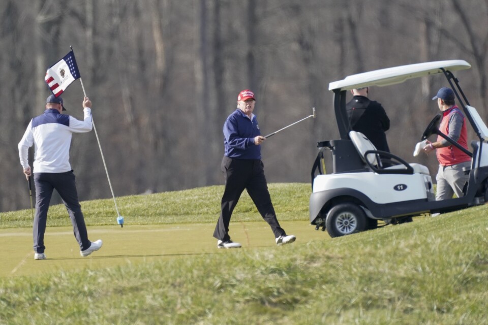Donald Trump på en av sina golfbanor. Arkivbild.