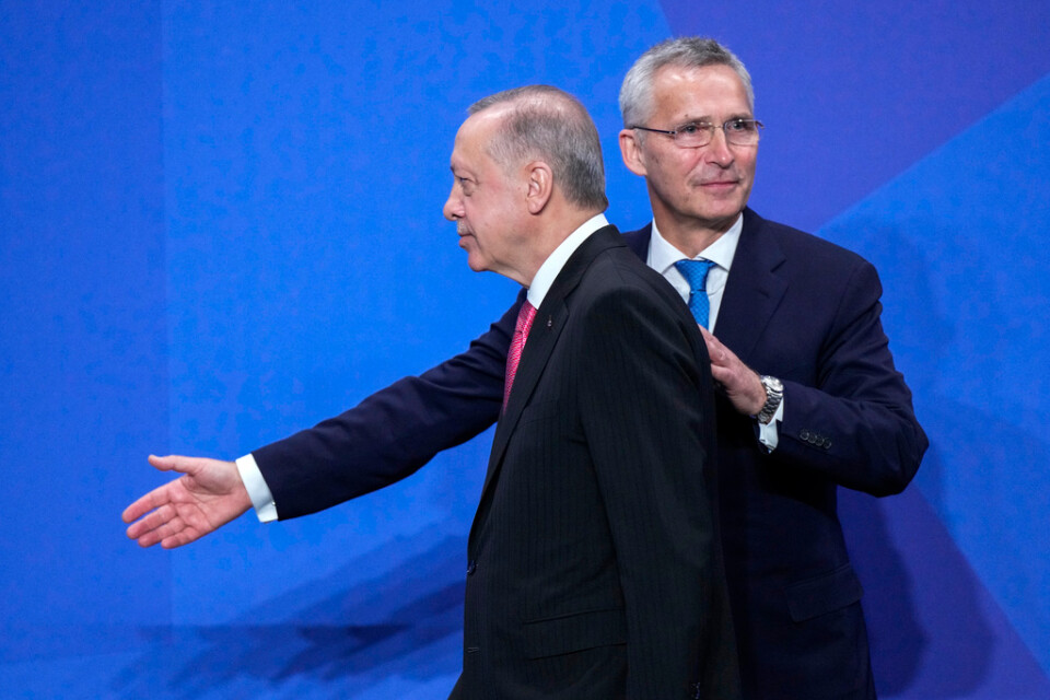 Natos generalsekreterare Jens Stoltenberg och Turkiets president. Arkivbild.