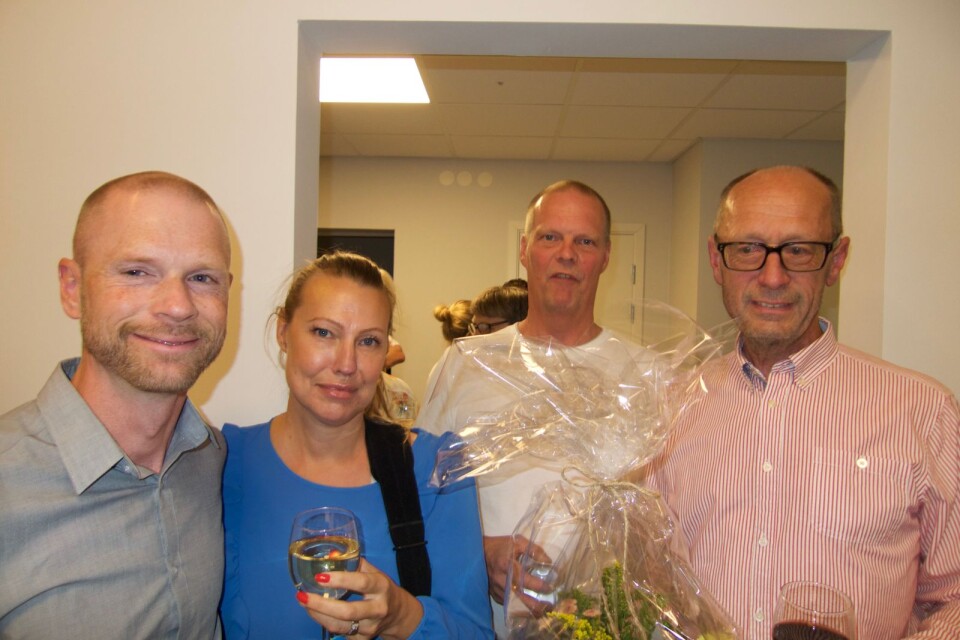Dynacon byggde om Idrottskliniken, från vänster Daniel Flink, Hanna Sandström, Thomas Fyhr och Håkan Stjernqvist.