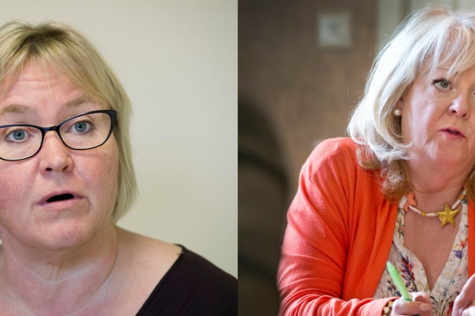 Fotomontage av Smålandsposten. Anna Fransson (S) till vänster, Suzanne Frank (M) till höger.