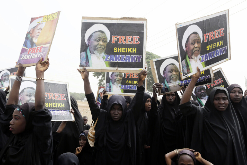 En shiamuslimsk demonstration i staden Cikatsere i Nigeria till stöd för den fängslade IMN-ledaren Ibrahim Zakzaky. Arkivbild.