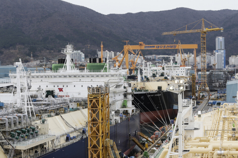 Sydkoreanska varv är världsledande när det gäller fartygsbyggen för transporter av naturgas. Arkivbild