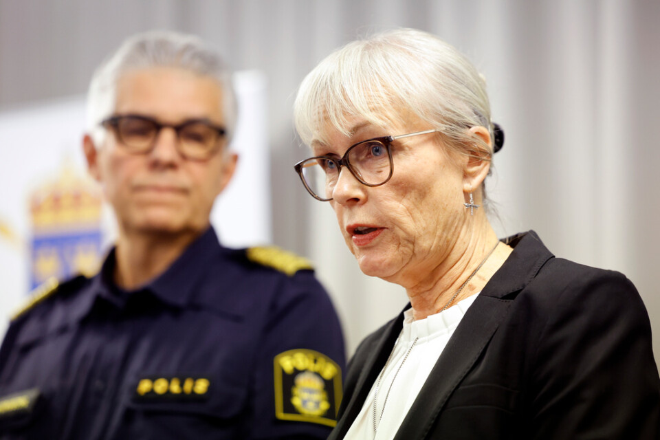 Katarina Johansson Welin, vikarierande riksåklagare och chef för Åklagarmyndigheten under fredagens pressträff.