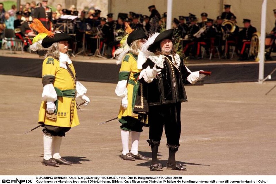 Knut Risan spelar Christian IV vid en ceremoni i Oslo.arkiv: Örn E Borgen/SCANPIX