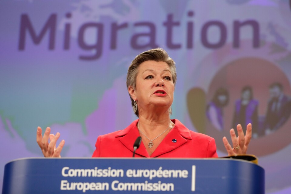EU:s inrikeskommissionär Ylva Johansson presenterar sin asyl- och migrationspakt i Bryssel.