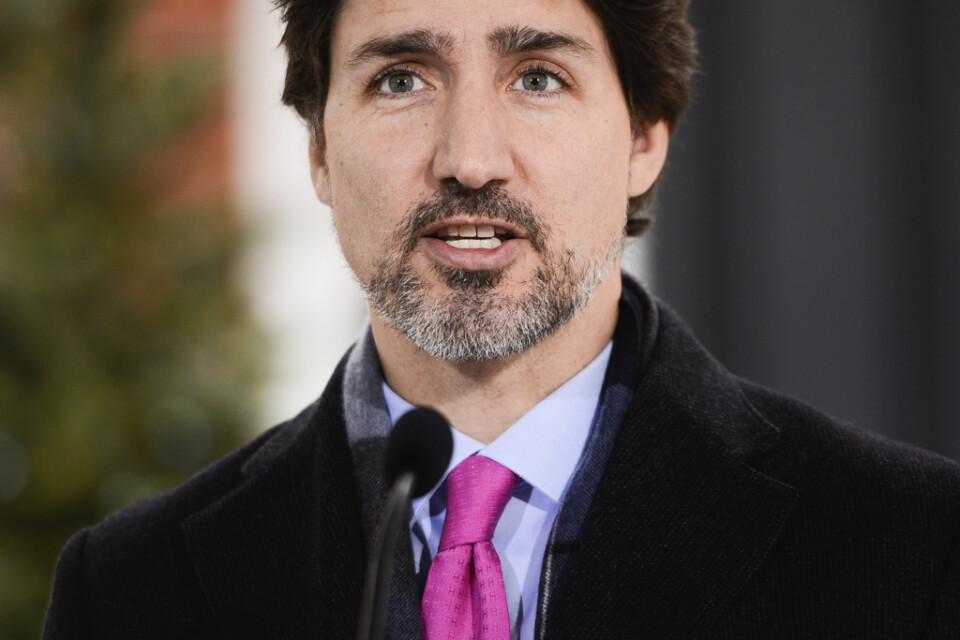 Kanadas premiärminister Justin Trudeau vid ett framträdande om coronakrisen i onsdags.