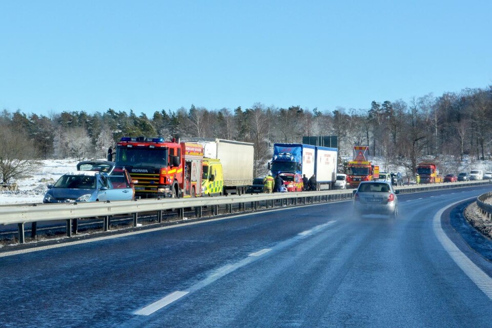 En trafikolycka inträffade på E22 mellan Sölvesborg och Bromölla i höjd med Valje, i västergående riktning.
