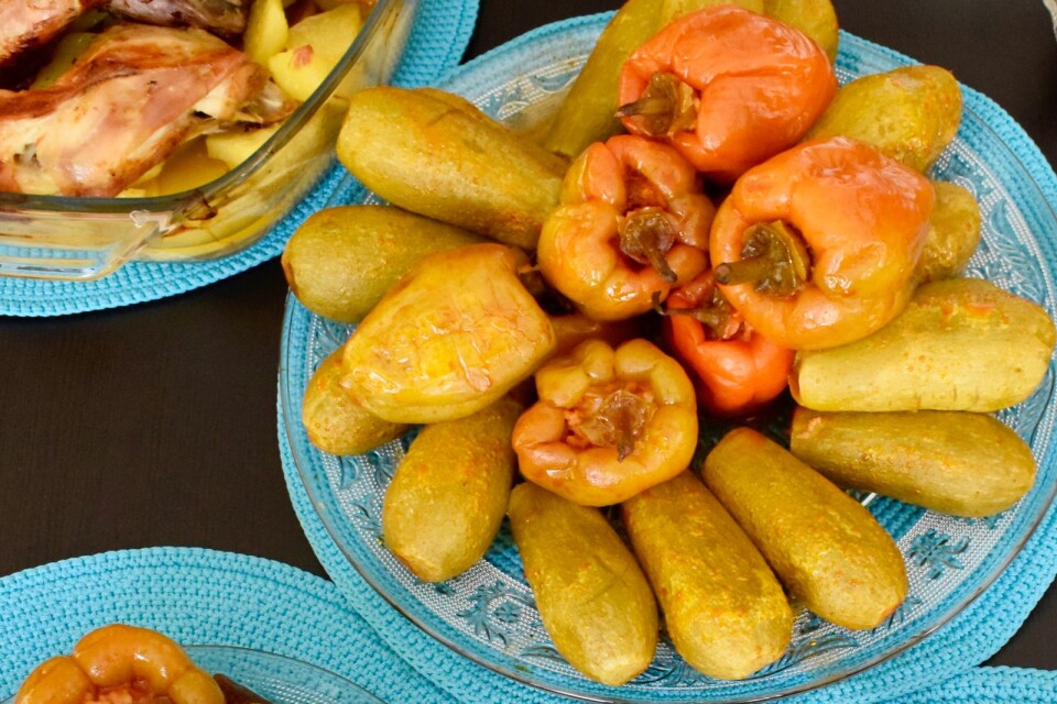 Alhamashi, en syrisk rätt med fyllda zucchini och paprika.