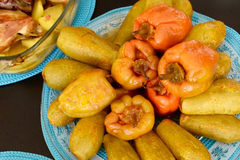 Almahashi, a Syrian dish with stuffed zucchini and paprika.