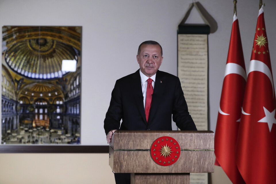 I ett tv-tal sade Turkiets presidenet Recep Tayyip Erdogan att fredagsbön ska hållas i Hagia Sofia i slutet av juli.