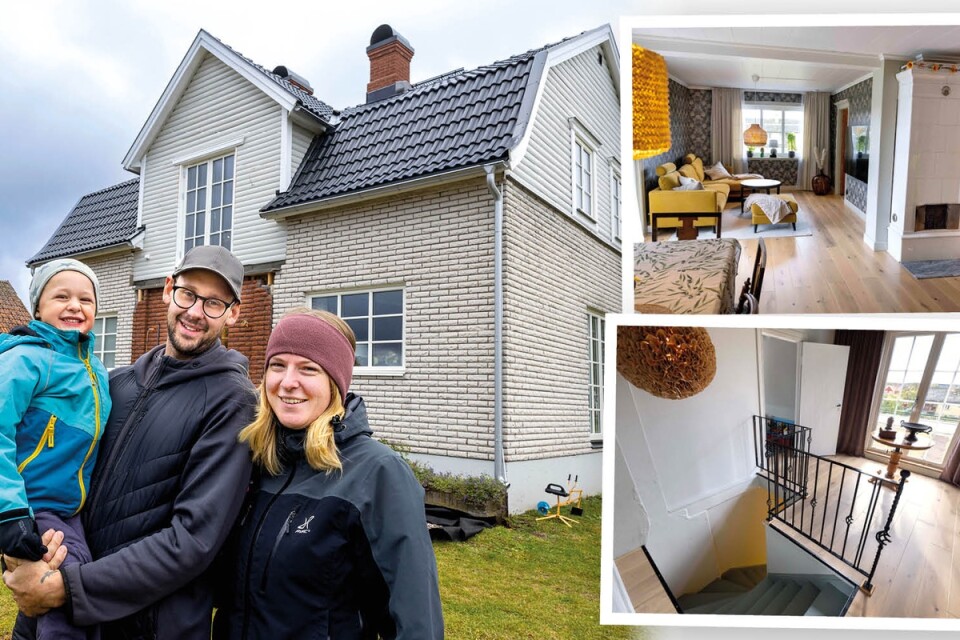 Familjen Olesen som består av Emil och Sofia samt sonen Neo stortrivs i huset i Bockara som de renoverat själva.