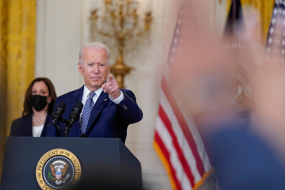 USA:s president Joe Biden under en presskonferens i Vita huset i tisdags.