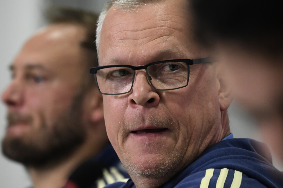 Janne Andersson i fokus på torsdagens presskonferens.