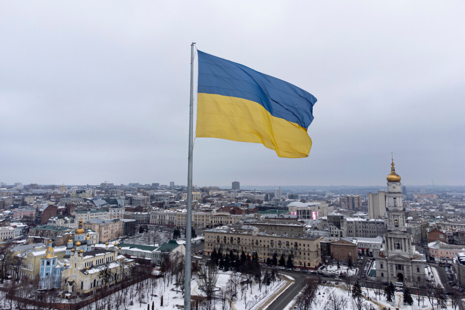 Den ukrainska flaggan. Arkivbild.