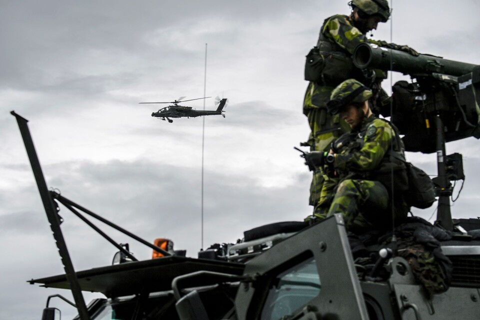 Svensk militär övar luftförsvar på Gotland under den stora övningen Aurora 17.
